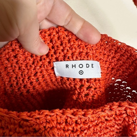 RHODE x Target Crochet Bucket Bag Dark Orange Boho Beach Vacation Ruffle - Picture 8 of 9